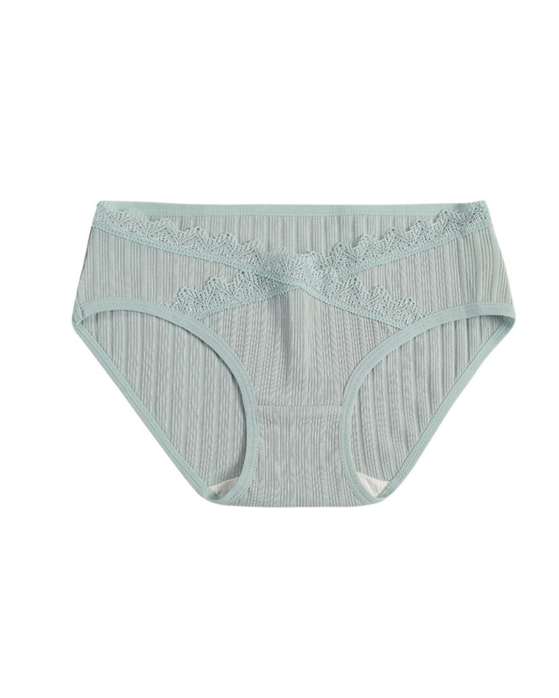Lace-trimmed Pure Cotton Breathable Comfort Stretch Briefs