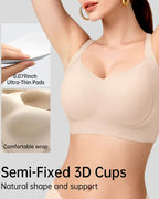 Women's Wire-free Seamless Double-layer Lifting Shoulder Straps Full Cup Push-up Jelly Bra