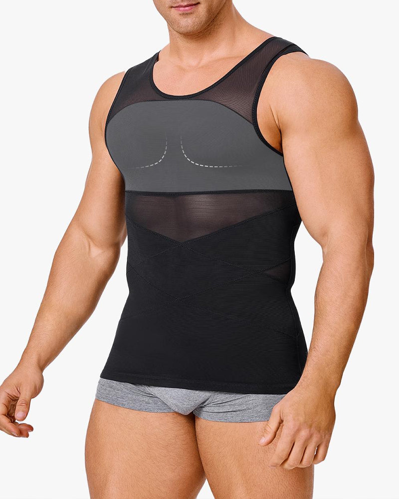 Men's High Elastic Seamless Tummy Control Mesh Breathable Shaping Vest