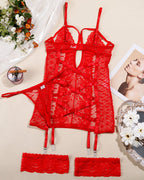 Sexy See-through Mesh Backless Tie-up Slip Dress Set