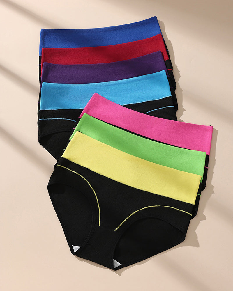 Women's  High Waist Colorblock Seamless Cotton Briefs