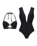 Beach Vacation Deep V One-piece Swimsuit and Cover-up
