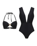Beach Vacation Deep V One-piece Swimsuit and Cover-up
