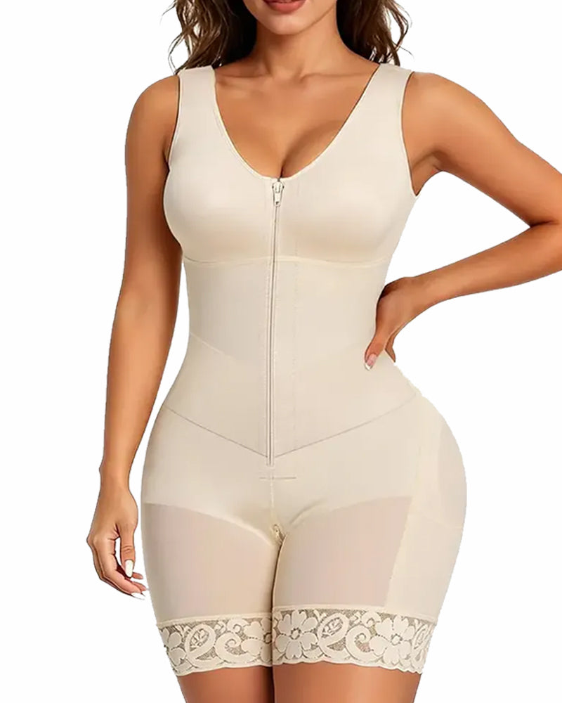 Women's V-shaped Elastic Band Design S-curve Shaping and Tummy Control Bodysuit