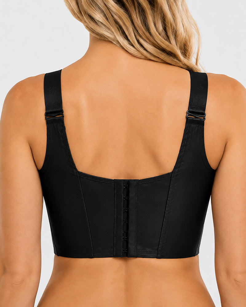 Front Closure Wide Straps Cup Full Coverage Push Up Bra