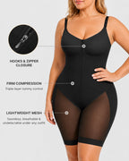 Full Body Mid Thigh Front Zipper Seamless Bodysuit Shapewear