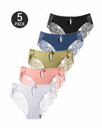 5-Pack Sexy Seamless Lace Openwork Cotton Crotch Panties