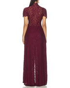 Lace Openwork Front Slit Long Top and Wide-leg Pants Set