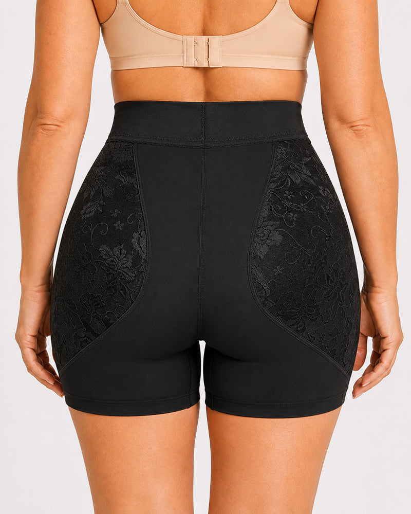 High Waist Lace Mesh Padded Hip Tummy Control Shaping Shorts
