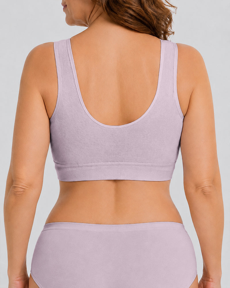 Plus Size Front Closure Seamless Lace Mesh Breathable Vest Bra