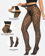 Two Pack High Waist Ultra Thin Leopard Print Sheer Tights Pantyhose