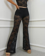 Women's Lace See-Through High Waist Patchwork Trousers