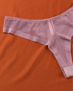 Sexy Ice Silk Nude Seamless See-Through Mesh Thong