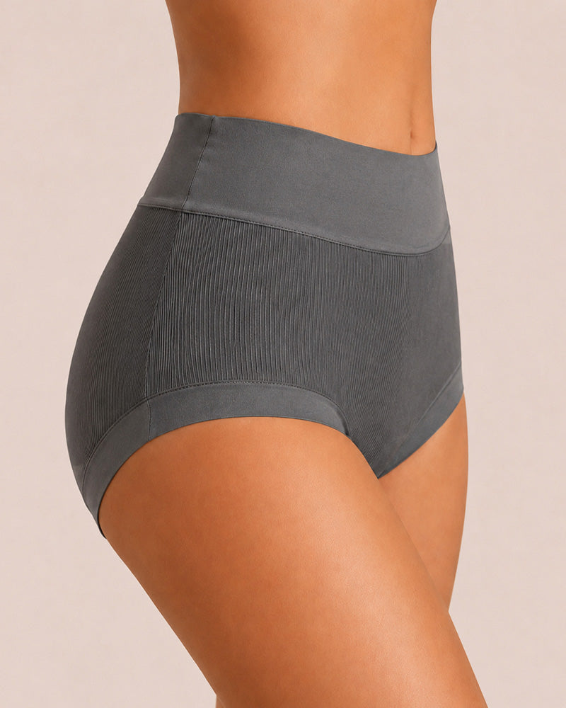 5-Pack High Waist Ribbed Pure Cotton High Elastic Briefs