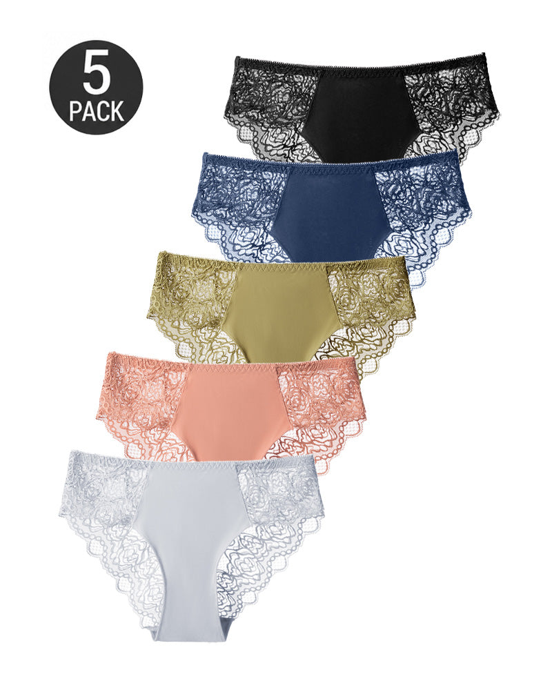 5-Pack Sexy See-through Floral Lace Seamless Panties