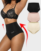 3-Pack High Waisted Tummy Control Brief Panties