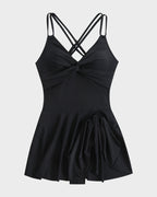 Knot Hem Ruched One-Piece Swim Dress