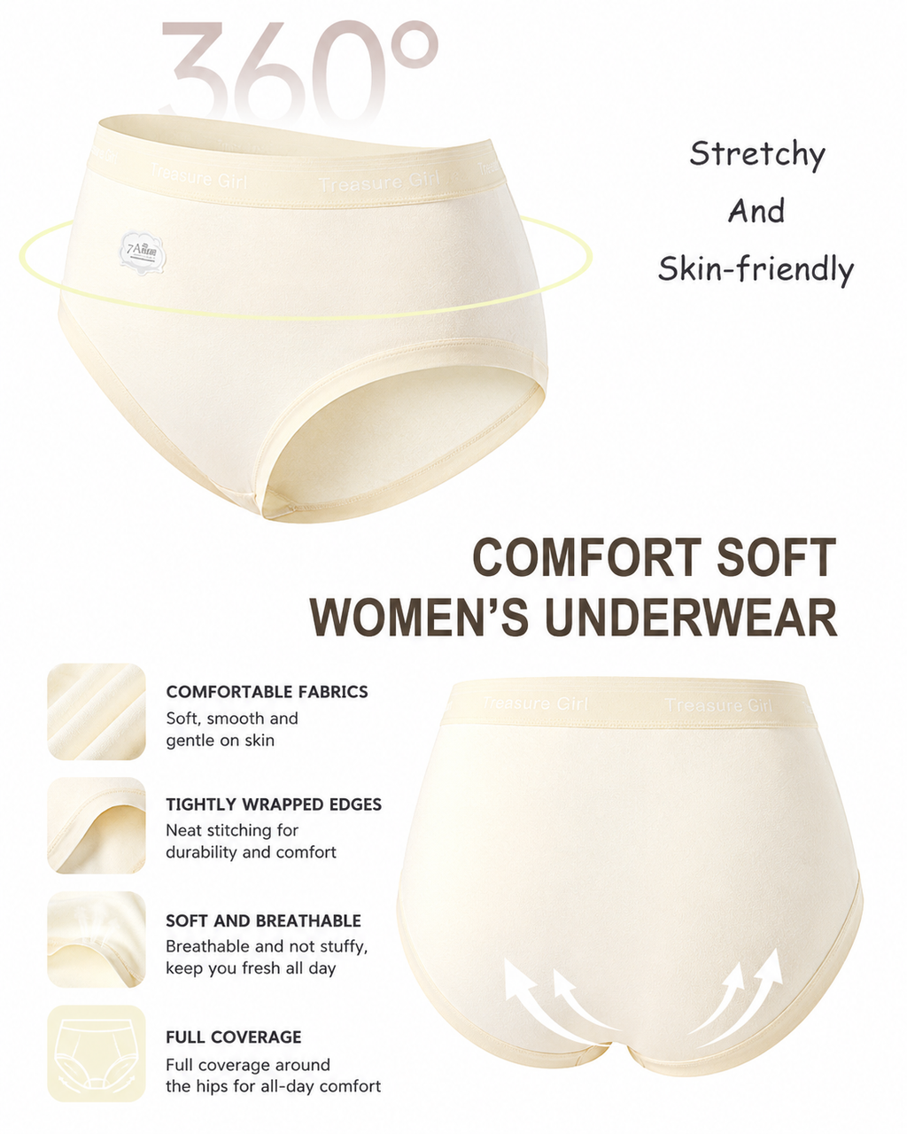 Five-Pack Cotton Seamless Breathable Panties