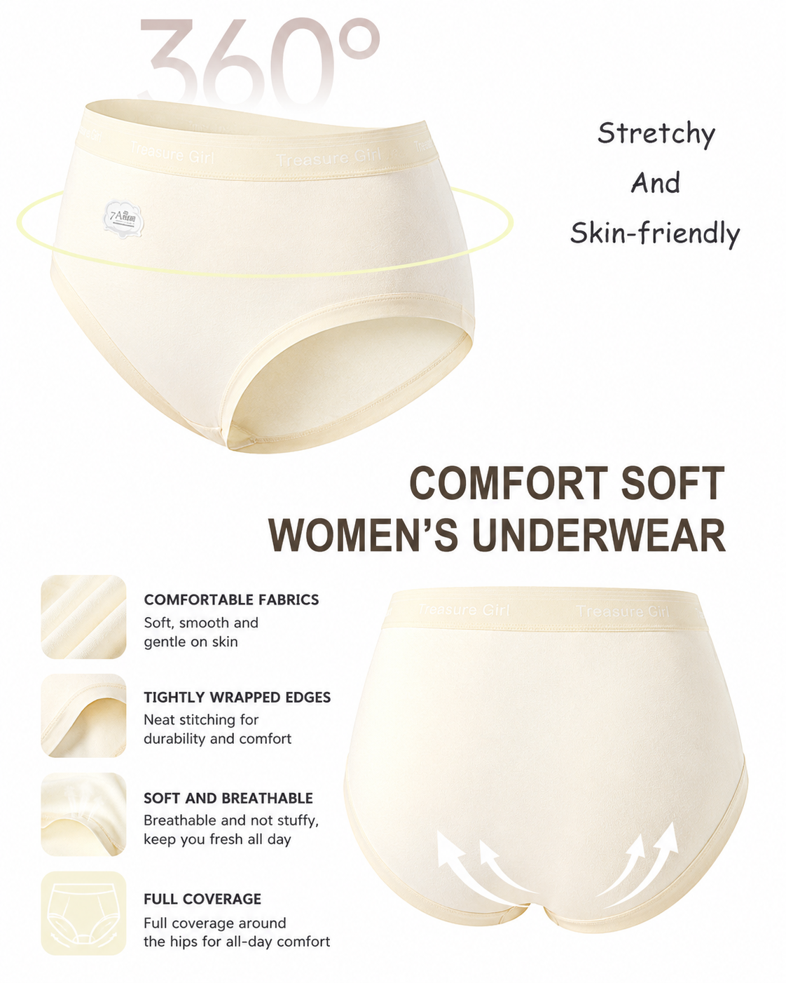 Five-Pack Cotton Seamless Breathable Panties