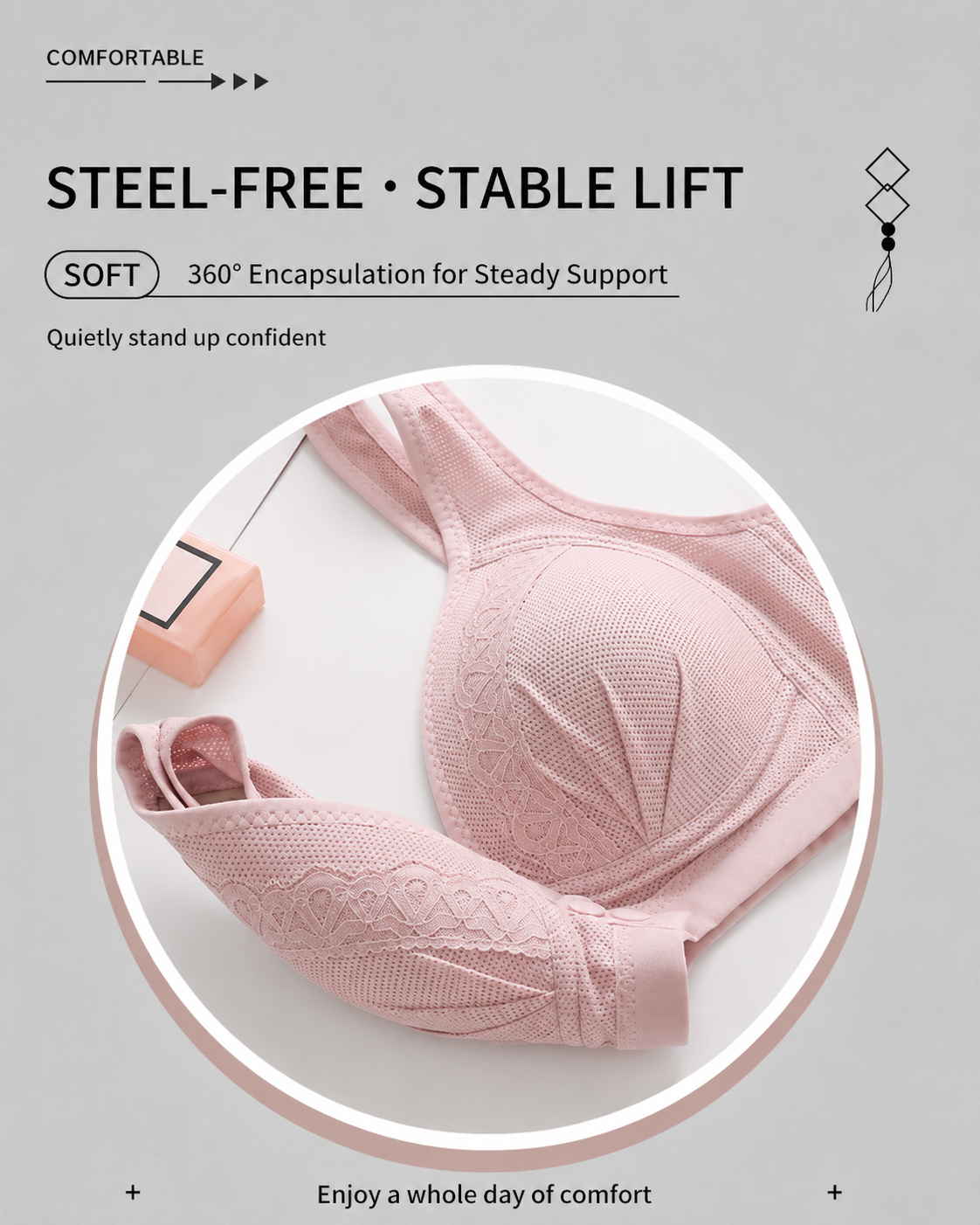 Three-Pack Front-Close Jacquard Full Cup Wire-Free Seamless Bra