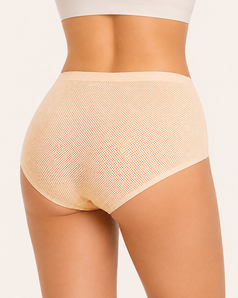 3-Pack Plus Size Mesh Ice Silk Breathable Seamless Panties
