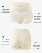 2-Pack High Waist Tummy Control Seamless Cross-over Sheer Mesh Boxer Briefs