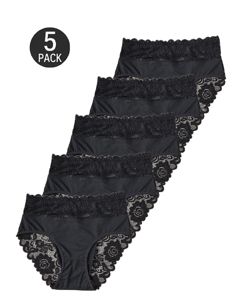 5-Pack Sexy Floral Lace High Elasticity Breathable Briefs