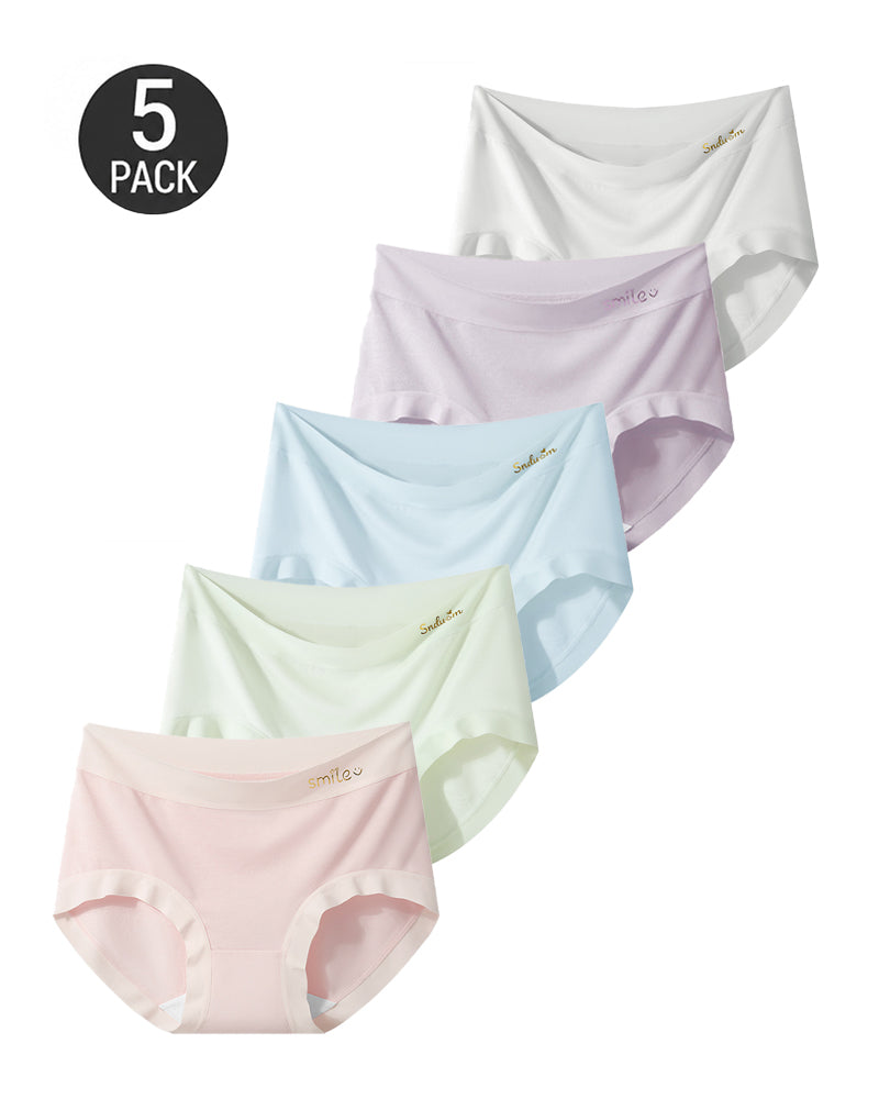 5-Pack Mid Waist Seamless Modal Silk Antibacterial Crotch Briefs