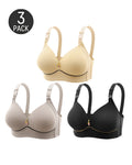 3-Pack Wire Free Comfortable Breathable Push Up Bra