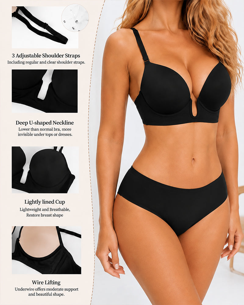 Women's Deep V-Neck Seamless Low Back Bra