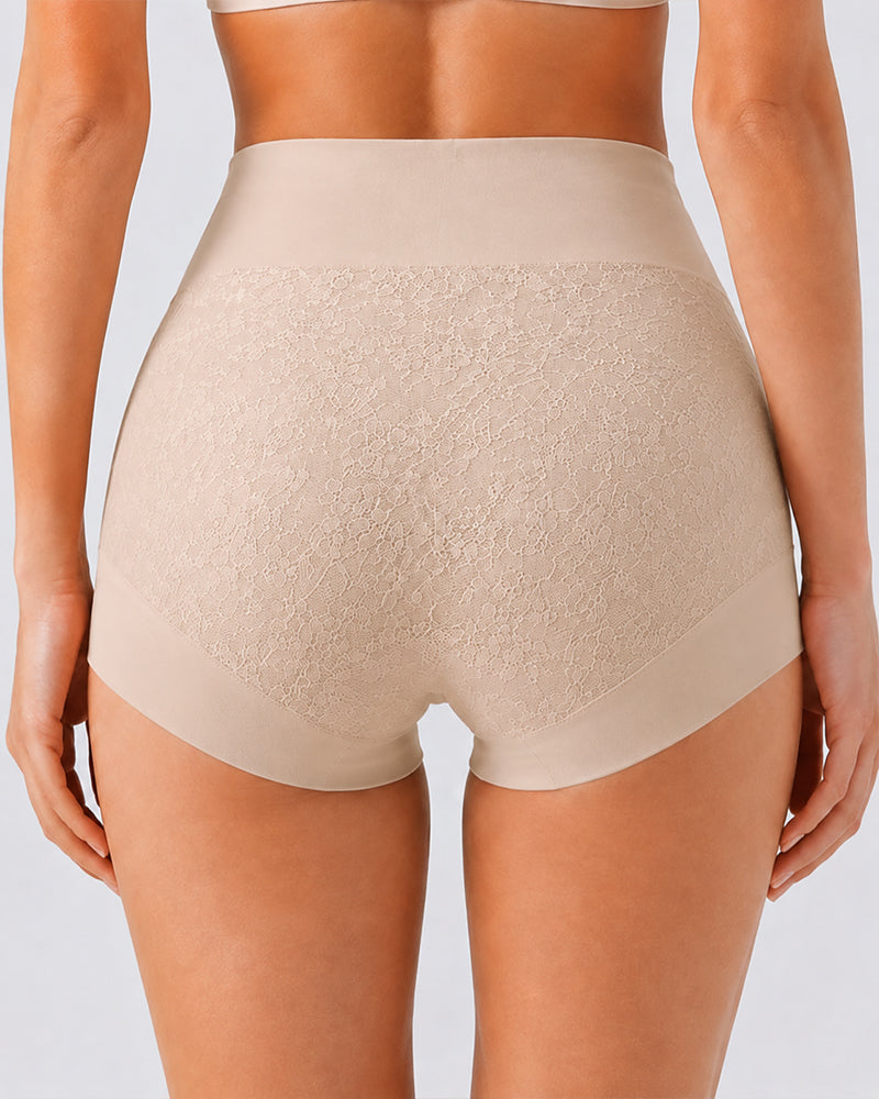 4-Pack Pure Cotton High Waist Tummy Control Elastic Jacquard Briefs