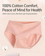 Multi-Pack Women's Mid-Waist Lace Striped Heart Antibacterial Cotton Panties
