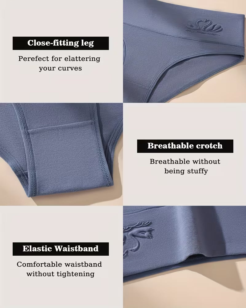 4-Pack Women's High-waisted Seamless Tummy Control Pure Cotton Thong