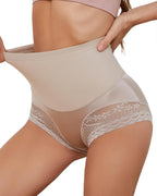 Women's High Waist Lace Thin Tummy Control Seamless Body Shaping Panties