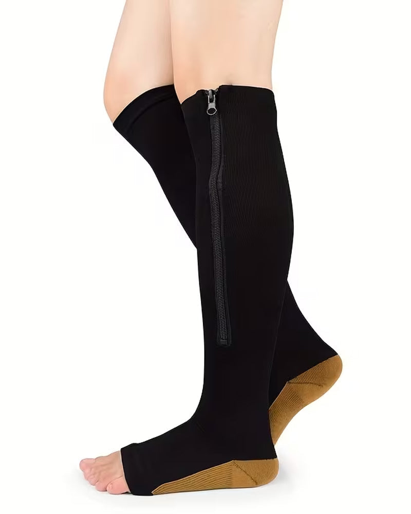 Multi-pack of Zippered Breathable Elastic Compression Stockings