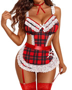 Sexy Hollow Backless Maid Uniform Suit