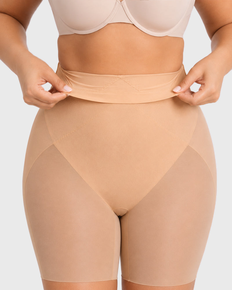 High Waist Tummy Control X-shaped Mesh Breathable Shaping Shorts