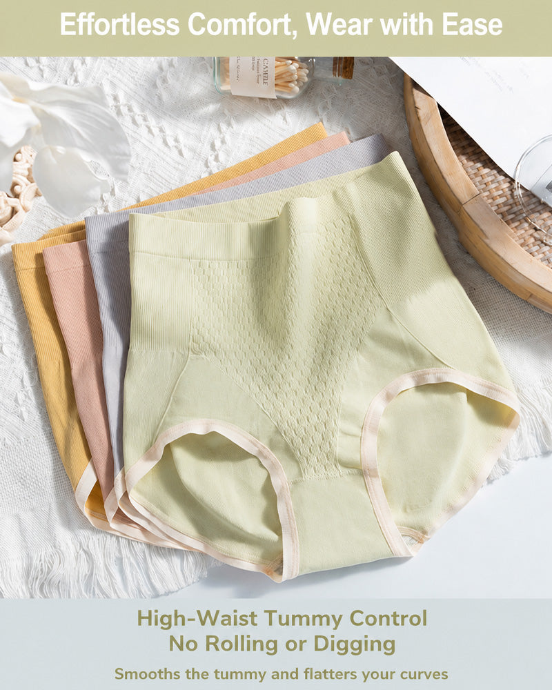 5-Pack Pure Cotton High Waist Tummy Control Hip Lift Seamless Panties