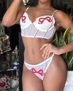 Embroidered Strappy Sexy Lingerie Set