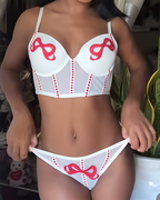 Embroidered Strappy Sexy Lingerie Set
