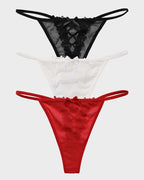 Lace-Trim Mesh V-String Panty