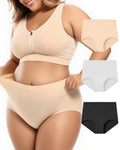 Plus Size High Waist Pure Cotton Breathable Elastic Briefs