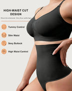 Women's High-Waisted Seamless Tummy Control Compression Thong Shapewear