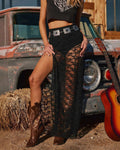 Lace See-Through High Slit Skirt