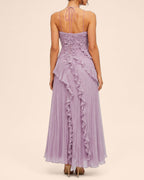 Halter Neck Backless Ruffled Maxi Dress
