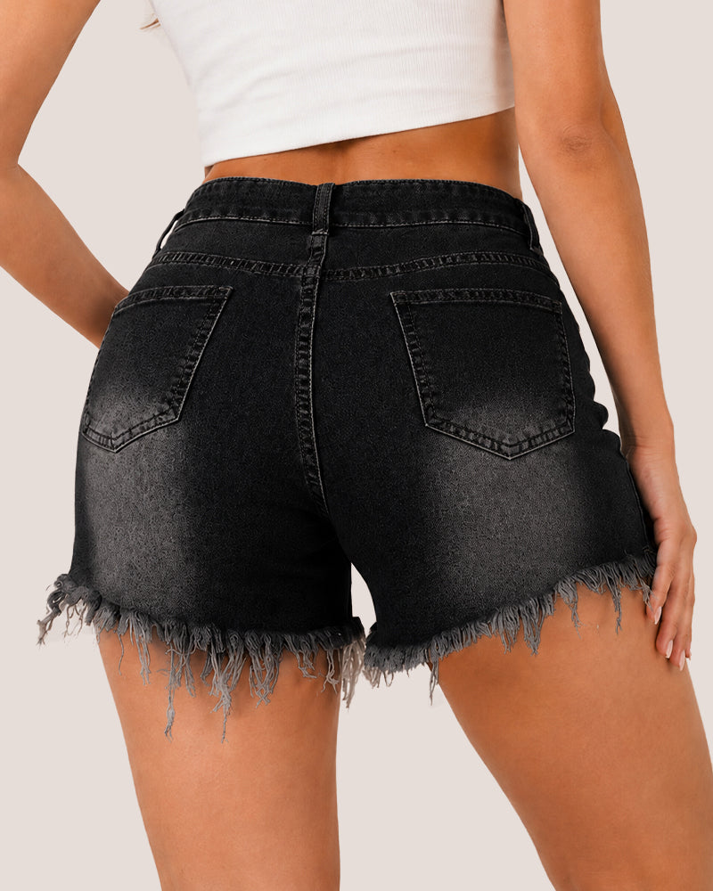 Women's Irregular Ripped Denim Shorts