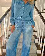 Casual Comfortable Stretch Denim Dream Pajama Set