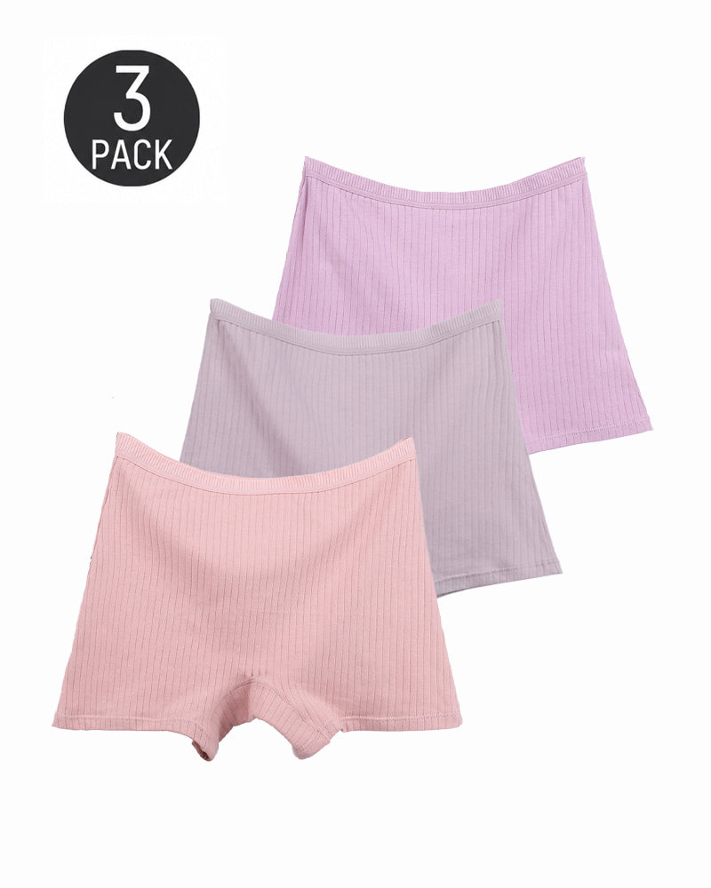Multi-pack Plus Size High Waist Cotton Ribbed Boyshorts