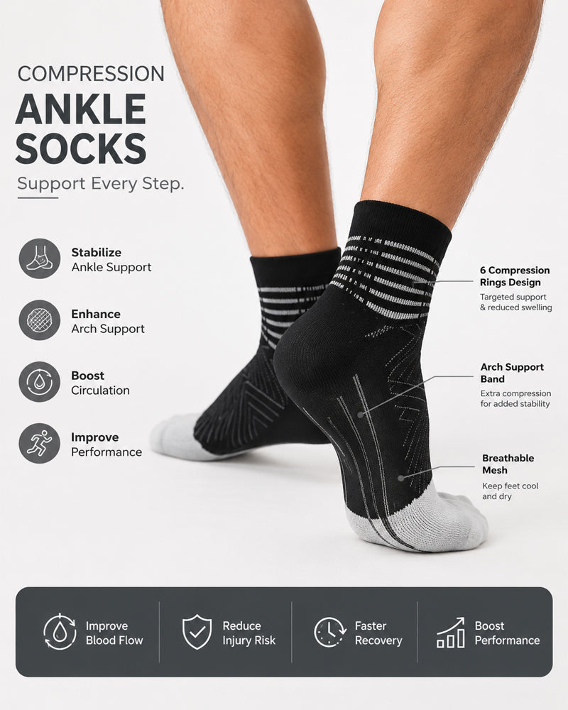 6-Pack of Compression Ankle Support Socks