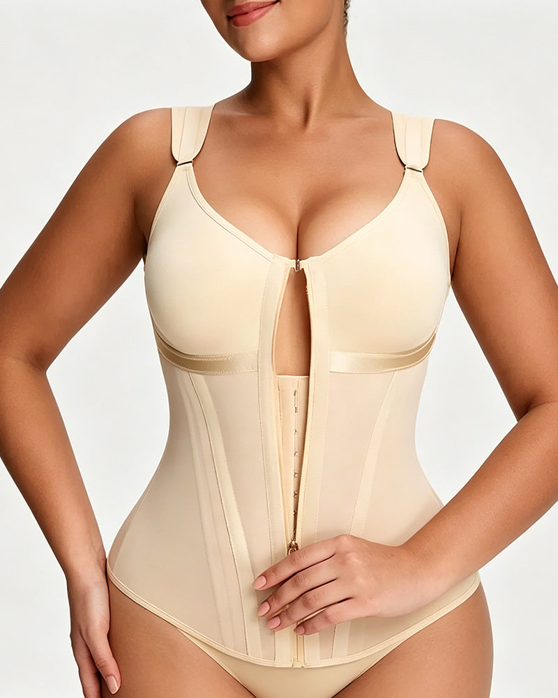 Women's Zipper and Hook Double Compression Seamless Wire-Free Shapewear